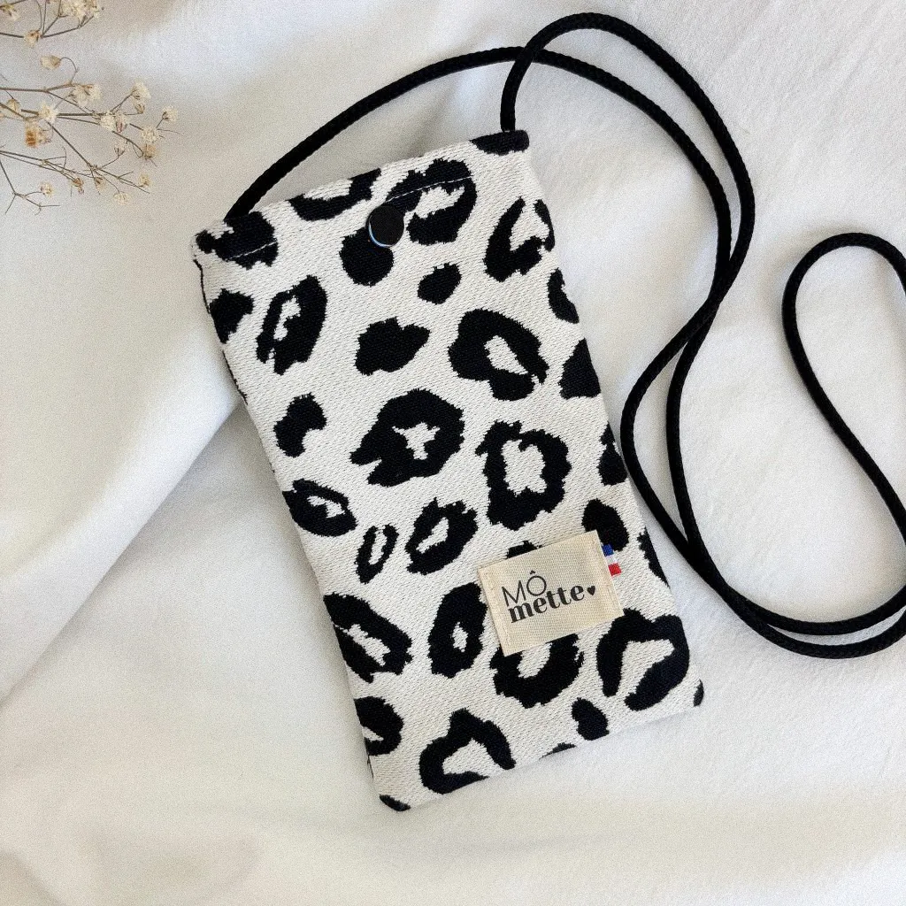 Pochette Téléphone Frida Léopard N&B