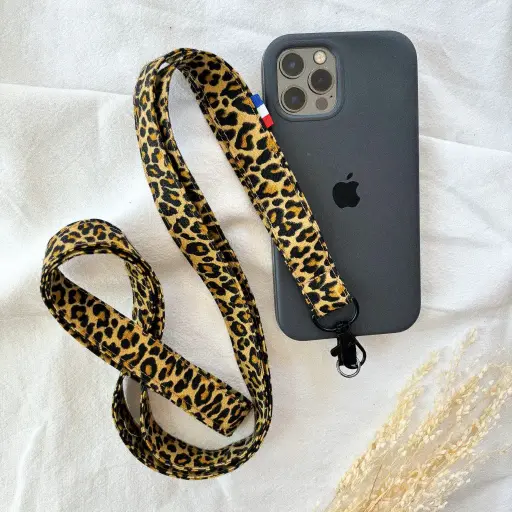 Cordon Téléphone Frida Léopard Jaune