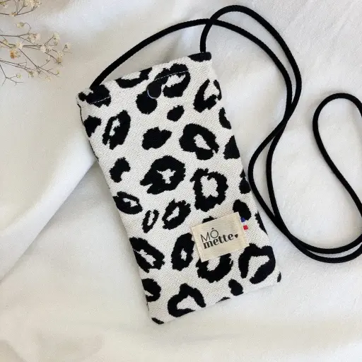 Pochette Téléphone Frida Léopard N&B